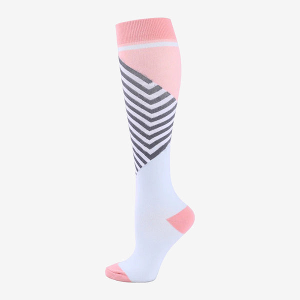Compression Socks Modern Pink-Striped-White