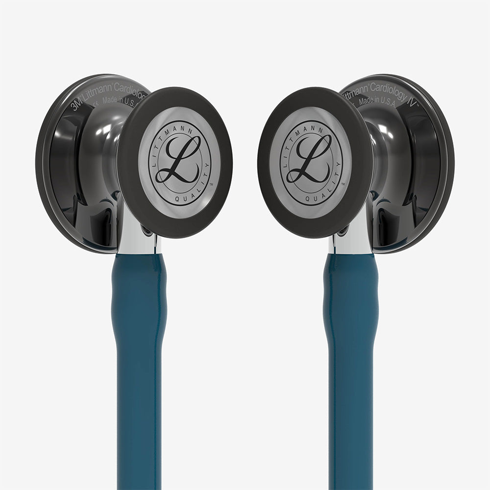 Stethoskop Littmann Cardiology IV Türkis mit schwarzem hochglanzpoliertem Bruststück und schwarzem Ohrbügel