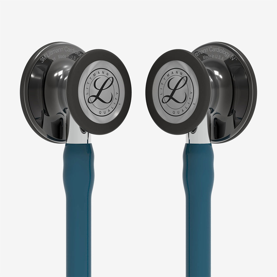 Stethoskop Littmann Cardiology IV Türkis mit schwarzem hochglanzpoliertem Bruststück und schwarzem Ohrbügel