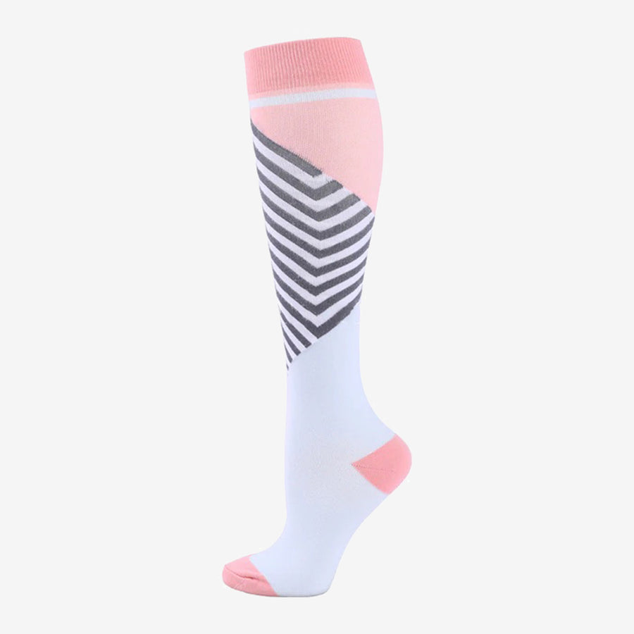 Compression Socks Modern Pink-Striped-White
